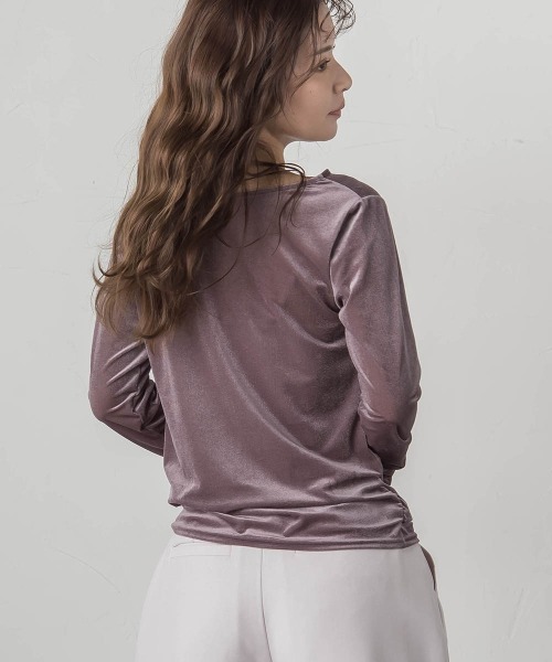 VICKY(ビッキー)の「ニュアンスベロアアシメタックカットソー≪手洗い可能≫(Tシャツ/カットソー・レディース・オフホワイト/ネイビー/パープル・M)」の13枚目の写真