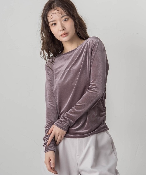 VICKY(ビッキー)の「ニュアンスベロアアシメタックカットソー≪手洗い可能≫(Tシャツ/カットソー・レディース・オフホワイト/ネイビー/パープル・M)」の16枚目の写真