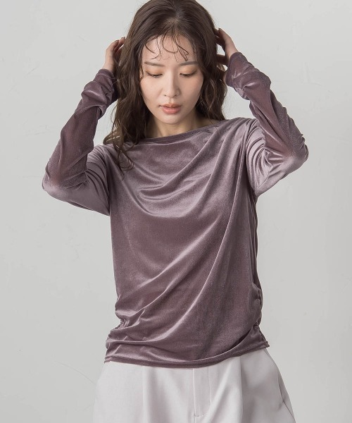VICKY(ビッキー)の「ニュアンスベロアアシメタックカットソー≪手洗い可能≫(Tシャツ/カットソー・レディース・オフホワイト/ネイビー/パープル・M)」の15枚目の写真