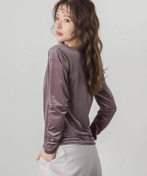 VICKY(ビッキー)の「ニュアンスベロアアシメタックカットソー≪手洗い可能≫(Tシャツ/カットソー・レディース・オフホワイト/ネイビー/パープル・M)」の14枚目の写真