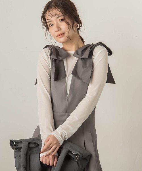 VICKY(ビッキー)の「ニュアンスベロアアシメタックカットソー≪手洗い可能≫(Tシャツ/カットソー・レディース・オフホワイト/ネイビー/パープル・M)」の9枚目の写真