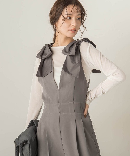 VICKY(ビッキー)の「ニュアンスベロアアシメタックカットソー≪手洗い可能≫(Tシャツ/カットソー・レディース・オフホワイト/ネイビー/パープル・M)」の6枚目の写真