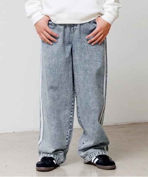 GLAZOS（グラソス）の「【大人向けサイズあり】デニム・ラインパンツ（デニムパンツ・キッズ・ライトブルー/ブラック/ブルー・L/M/S/LL）」の3枚目の写真