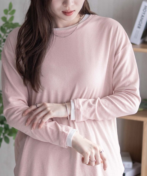 HusHusH（ハッシュアッシュ）の「HusHusH ハッシュアッシュ シアー アンサンブルロンT（Tシャツ/カットソー・レディース・ブラック/グレイッシュベージュ/ピンク・L/M）」の3枚目の写真