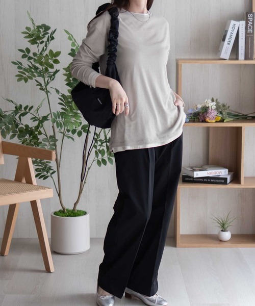 HusHusH（ハッシュアッシュ）の「HusHusH ハッシュアッシュ シアー アンサンブルロンT（Tシャツ/カットソー・レディース・ブラック/グレイッシュベージュ/ピンク・L/M）」の4枚目の写真