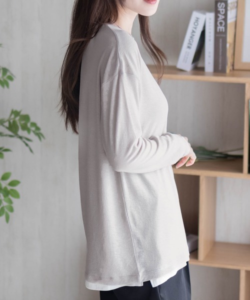 HusHusH（ハッシュアッシュ）の「HusHusH ハッシュアッシュ シアー アンサンブルロンT（Tシャツ/カットソー・レディース・ブラック/グレイッシュベージュ/ピンク・L/M）」の8枚目の写真