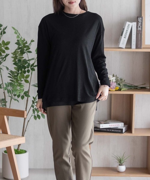 HusHusH（ハッシュアッシュ）の「HusHusH ハッシュアッシュ シアー アンサンブルロンT（Tシャツ/カットソー・レディース・ブラック/グレイッシュベージュ/ピンク・L/M）」の12枚目の写真