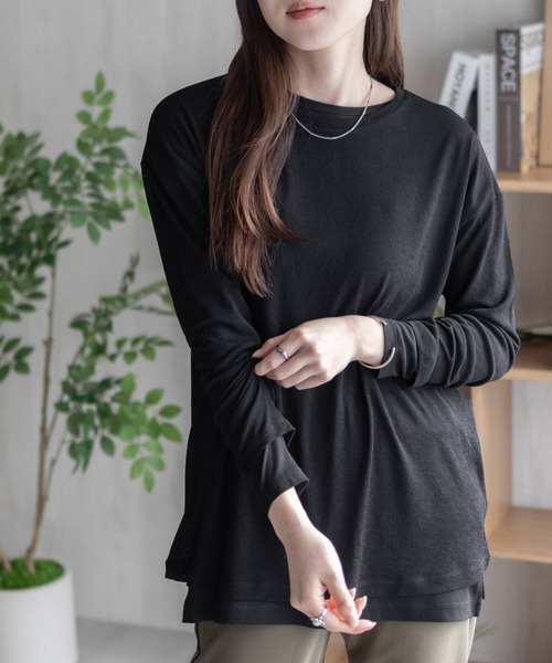 HusHusH（ハッシュアッシュ）の「HusHusH ハッシュアッシュ シアー アンサンブルロンT（Tシャツ/カットソー・レディース・ブラック/グレイッシュベージュ/ピンク・L/M）」の13枚目の写真