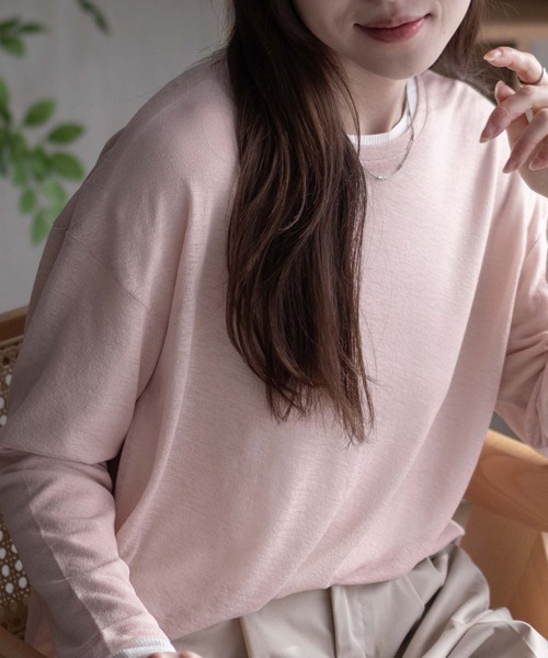 HusHusH（ハッシュアッシュ）の「HusHusH ハッシュアッシュ シアー アンサンブルロンT（Tシャツ/カットソー・レディース・ブラック/グレイッシュベージュ/ピンク・L/M）」の19枚目の写真