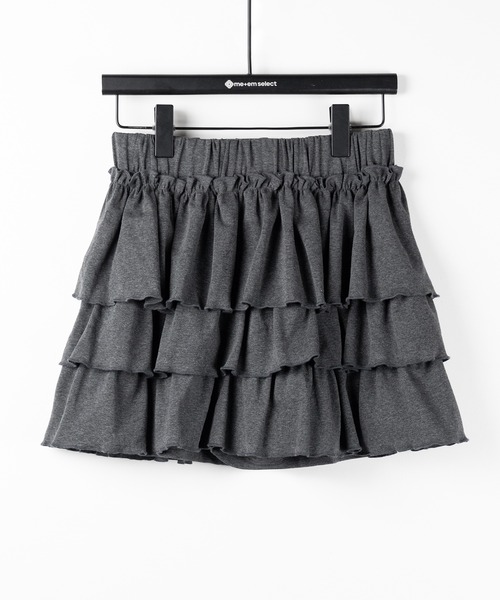 me+em select（ミームセレクト）の「【 新色ピンク追加！４color 】３段フリルカットソーミニスカパン ／ 3 frill cutsew mini skirt pants（スカート・レディース・チャコール/ブラック/グレー/ピンク・FREE）」の7枚目の写真