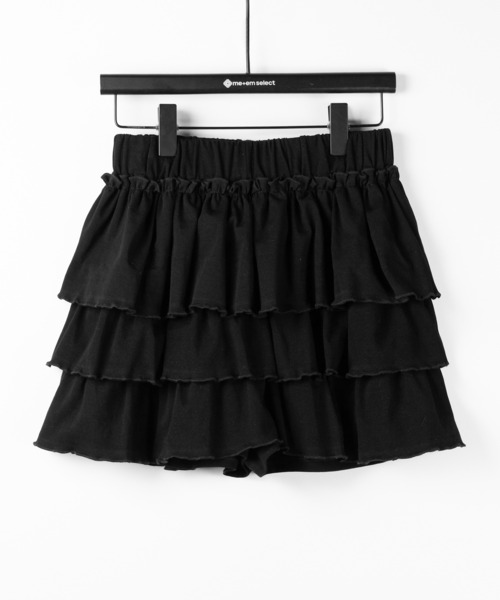 me+em select（ミームセレクト）の「【 新色ピンク追加！４color 】３段フリルカットソーミニスカパン ／ 3 frill cutsew mini skirt pants（スカート・レディース・チャコール/ブラック/グレー/ピンク・FREE）」の8枚目の写真