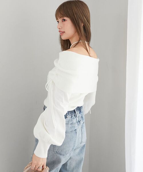 MAJESTIC LEGON（マジェスティックレゴン）の「ドロストオフショルニット（ニット/セーター・レディース・イエロー/ピンク/オフホワイト/グレー・MEDIUM）」の10枚目の写真