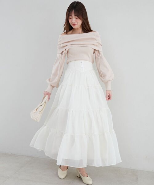 MAJESTIC LEGON（マジェスティックレゴン）の「ドロストオフショルニット（ニット/セーター・レディース・イエロー/ピンク/オフホワイト/グレー・MEDIUM）」の19枚目の写真