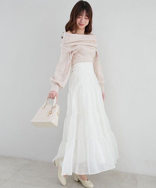 MAJESTIC LEGON（マジェスティックレゴン）の「ドロストオフショルニット（ニット/セーター・レディース・イエロー/ピンク/オフホワイト/グレー・MEDIUM）」の20枚目の写真