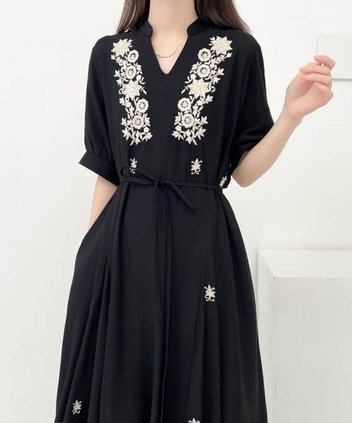 アパルトモン購入 ヴィタキン 18SS 刺繍マキシワンピース 綿100％ エスニック柄刺繍ワンピース ロングワンピース コットン
