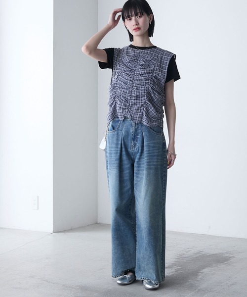 新品未使用　訳あり　チェックレイヤードトップス 150cm チェックシャツレイヤードトップス（Tシャツ/カットソー