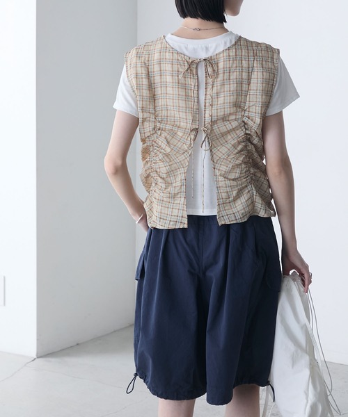 新品未使用　訳あり　チェックレイヤードトップス 150cm top-253-p2.jpg