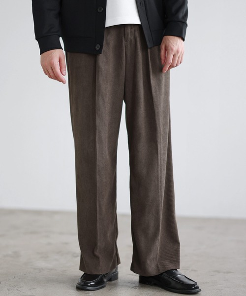 SPU（スプ）の「TR / コーデュロイ マルチファブリックリラクシングタックワイドスラックスパンツ（スラックス・メンズ・ブラック系/ブラック/ネイビー系/グレー系/ベージュ系/チャコール/ベージュ/ブラウン/ブラック系1/グレー系1/ネイビー系1/ブラウン系1・XL/L/M/S）」の8枚目の写真