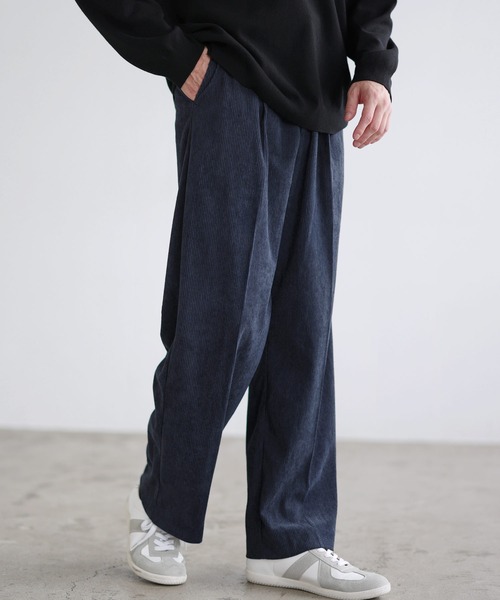 SPU（スプ）の「TR / コーデュロイ マルチファブリックリラクシングタックワイドスラックスパンツ（スラックス・メンズ・ブラック系/ブラック/ネイビー系/グレー系/ベージュ系/チャコール/ベージュ/ブラウン/ブラック系1/グレー系1/ネイビー系1/ブラウン系1・XL/L/M/S）」の12枚目の写真