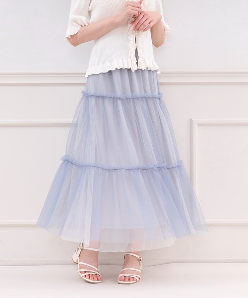 セール】【表裏2wayで着回し可能】ペチ付きラメチュールティアード