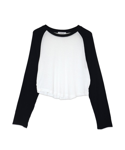 HEILIS（ヘイリス）の「シアーラグランロングＴシャツ /長袖 ロンT クロップド丈 ミニマル 韓国 ノームコア シティガール 秋服 冬服 春服 ホワイト グレー（Tシャツ/カットソー・レディース・ホワイト/グレー・FREE）」の21枚目の写真