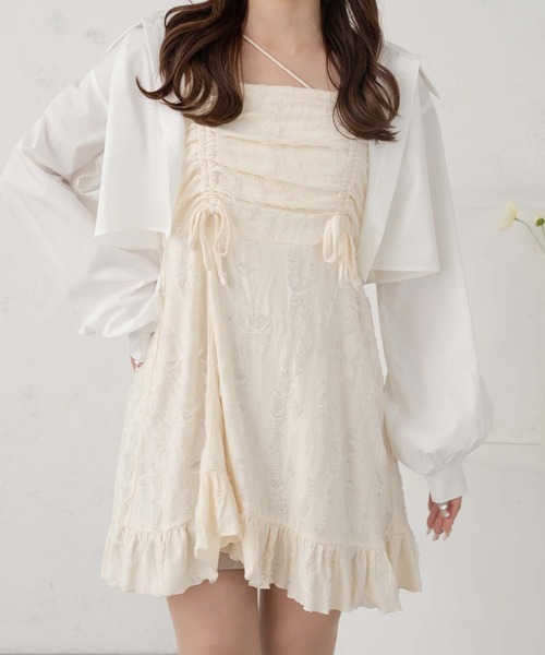 Ambre Neige(アンブルネージュ)の「shirring asymmetry camisole tunic / シャーリングアシメキャミチュニック(ワンピース・レディース・アイボリー/チャコールグレー・FREE)」の13枚目の写真