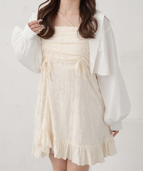 Ambre Neige(アンブルネージュ)の「shirring asymmetry camisole tunic / シャーリングアシメキャミチュニック(ワンピース・レディース・アイボリー/チャコールグレー・FREE)」の14枚目の写真