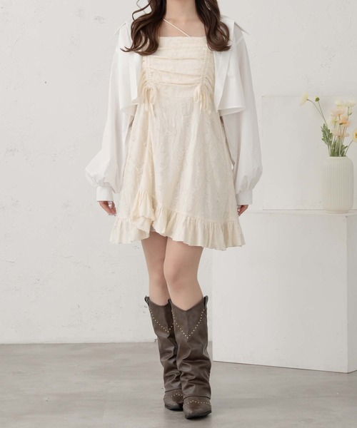 Ambre Neige(アンブルネージュ)の「shirring asymmetry camisole tunic / シャーリングアシメキャミチュニック(ワンピース・レディース・アイボリー/チャコールグレー・FREE)」の15枚目の写真
