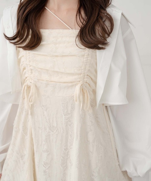 Ambre Neige(アンブルネージュ)の「shirring asymmetry camisole tunic / シャーリングアシメキャミチュニック(ワンピース・レディース・アイボリー/チャコールグレー・FREE)」の12枚目の写真