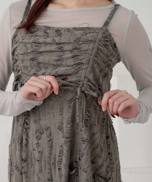 Ambre Neige(アンブルネージュ)の「shirring asymmetry camisole tunic / シャーリングアシメキャミチュニック(ワンピース・レディース・アイボリー/チャコールグレー・FREE)」の19枚目の写真