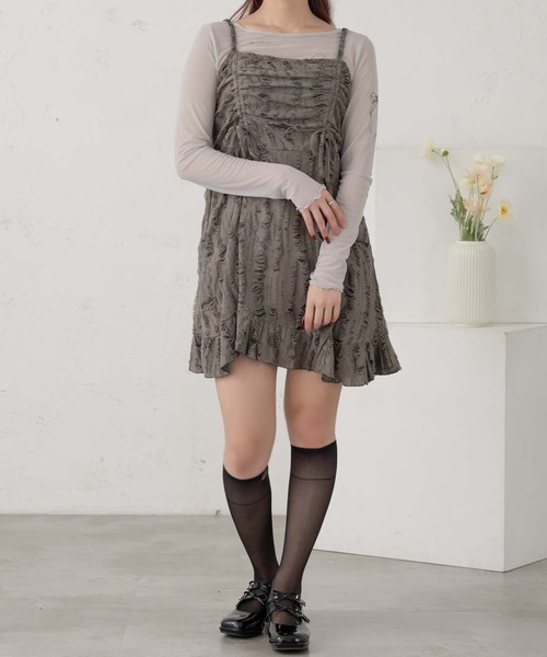 Ambre Neige(アンブルネージュ)の「shirring asymmetry camisole tunic / シャーリングアシメキャミチュニック(ワンピース・レディース・アイボリー/チャコールグレー・FREE)」の20枚目の写真