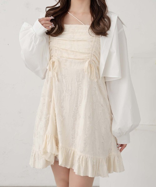 Ambre Neige(アンブルネージュ)の「shirring asymmetry camisole tunic / シャーリングアシメキャミチュニック(ワンピース・レディース・アイボリー/チャコールグレー・FREE)」の11枚目の写真