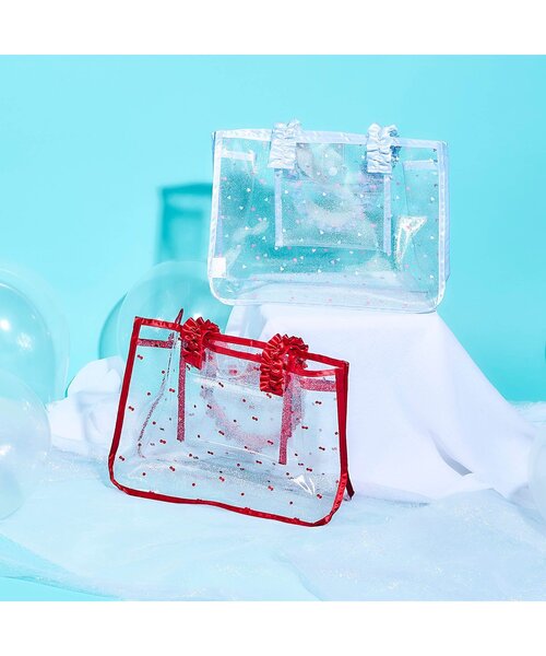 apres les cours（アプレレクール）の「さくらんぼ・ハート柄フリルスイムバッグ（スイムグッズ・キッズ・サックスブルー/レッド・FREE）」の3枚目の写真