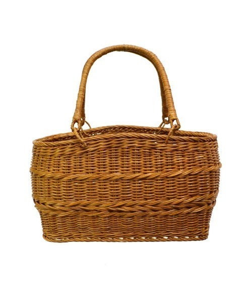 インドネシア　新品タグ付　ラタン手編み　横長かごBag　NATURAL インドネシア 新品タグ付 ラタン手編み 横長かごBag Brack