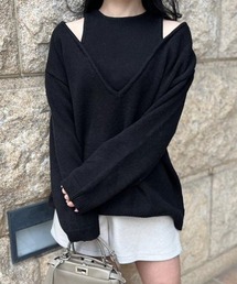 MODE ROBE（モードローブ）の「レイヤード風Vネックニット（Tシャツ/カットソー）」