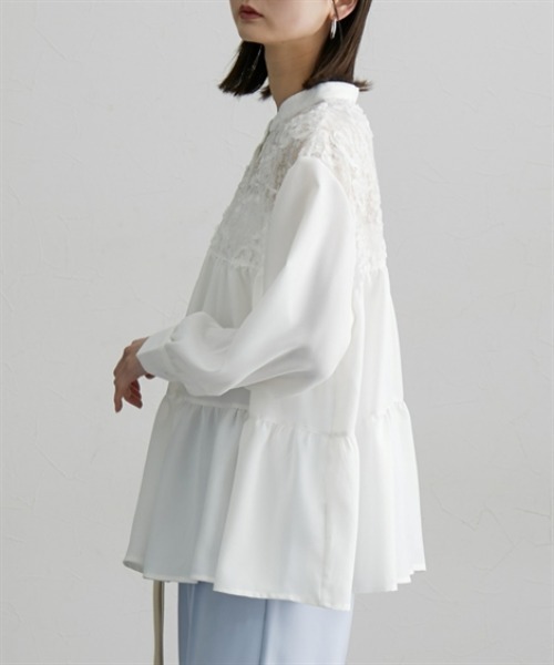 nissen（ニッセン）の「切替ティアードシャツ（シャツ/ブラウス・レディース・ブラック/オフホワイト/ピンク・M/L/LL）」の5枚目の写真