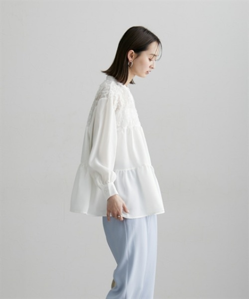 nissen（ニッセン）の「切替ティアードシャツ（シャツ/ブラウス・レディース・ブラック/オフホワイト/ピンク・M/L/LL）」の7枚目の写真