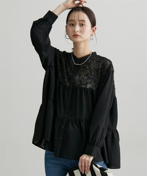 nissen（ニッセン）の「切替ティアードシャツ（シャツ/ブラウス・レディース・ブラック/オフホワイト/ピンク・M/L/LL）」の8枚目の写真