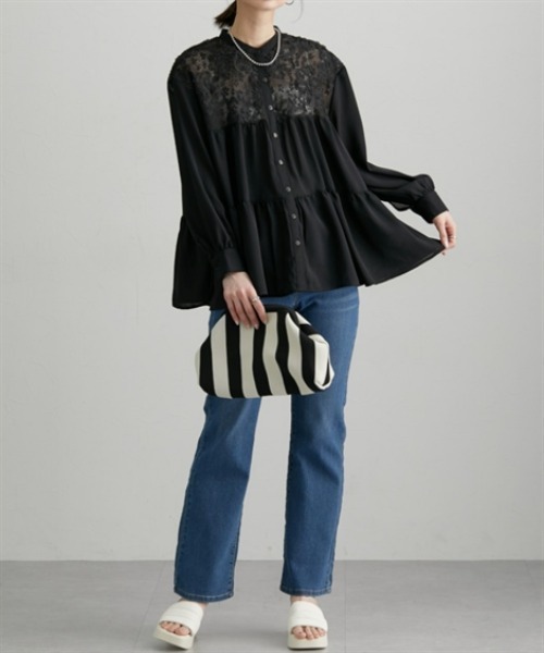 nissen（ニッセン）の「切替ティアードシャツ（シャツ/ブラウス・レディース・ブラック/オフホワイト/ピンク・M/L/LL）」の13枚目の写真