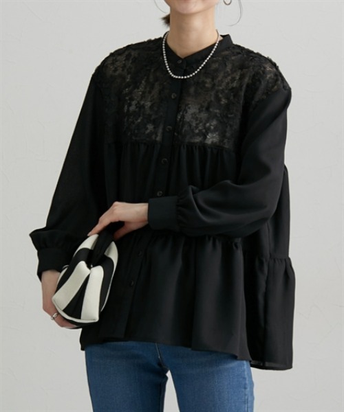 nissen（ニッセン）の「切替ティアードシャツ（シャツ/ブラウス・レディース・ブラック/オフホワイト/ピンク・M/L/LL）」の14枚目の写真