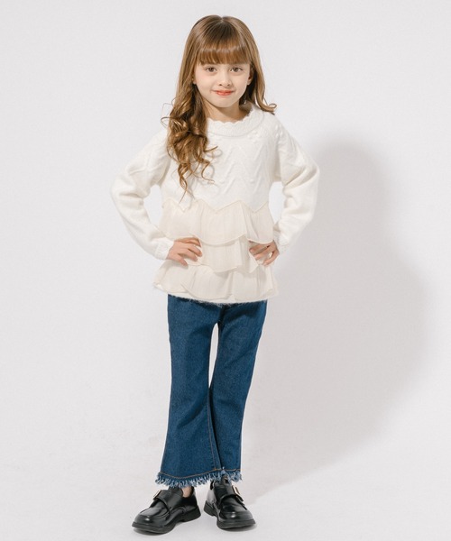 URBAN CHERRY(アーバンチェリー)の「フリンジフレアデニムパンツ(デニムパンツ・キッズ・ブルー・120cm/130cm/150cm/110cm/140cm)」の14枚目の写真