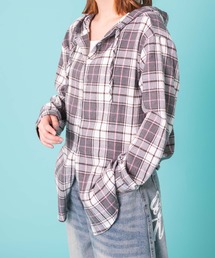 WOND/フーデッドチェックシャツ
