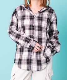 WOND/フーデッドチェックシャツ