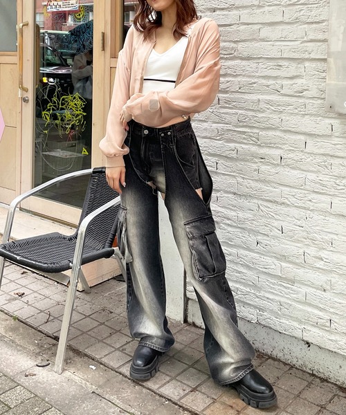 2WAYカーゴオーバーダイデニム（デニムパンツ）｜SPIRALGIRL