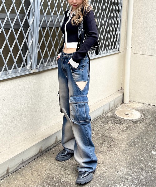 【只今専用中！】SPIRAL GIRL 2WAYカーゴオーバーダイデニム 2WAYカーゴオーバーダイデニム｜SPIRALGIRL スパイラルガール