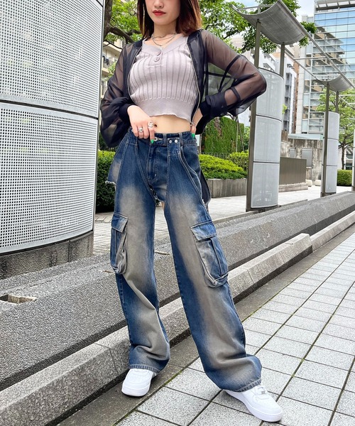 SPIRALGIRL  2WAYカーゴオーバーダイデニム　S 2WAYカーゴオーバーダイデニム｜SPIRALGIRL スパイラルガール