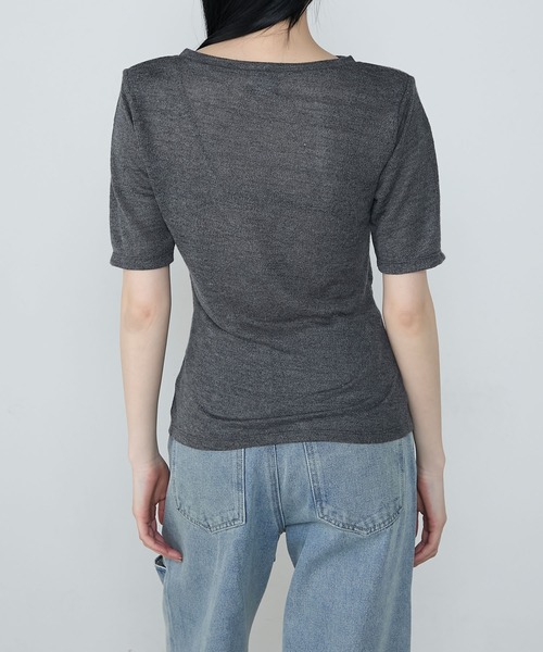 le ELMi（ルエルミ）の「Front snap design tops / フロントスナップ デザイントップス（Tシャツ/カットソー・レディース・チャコールグレー/ブラック・FREE）」の19枚目の写真