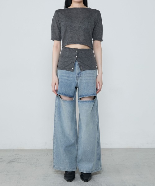 le ELMi（ルエルミ）の「Front snap design tops / フロントスナップ デザイントップス（Tシャツ/カットソー・レディース・チャコールグレー/ブラック・FREE）」の20枚目の写真