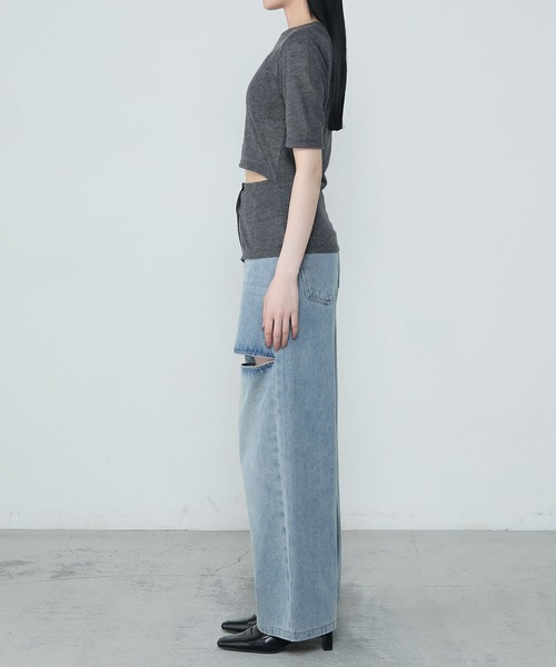 le ELMi（ルエルミ）の「Front snap design tops / フロントスナップ デザイントップス（Tシャツ/カットソー・レディース・チャコールグレー/ブラック・FREE）」の22枚目の写真