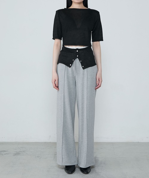 le ELMi（ルエルミ）の「Front snap design tops / フロントスナップ デザイントップス（Tシャツ/カットソー・レディース・チャコールグレー/ブラック・FREE）」の8枚目の写真